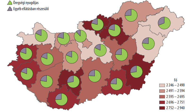 A nyugdíjban és egyéb ellátásban részesülők tízezer lakosra jutó száma