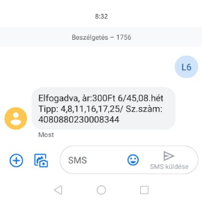 6-os lottó feladása smsben