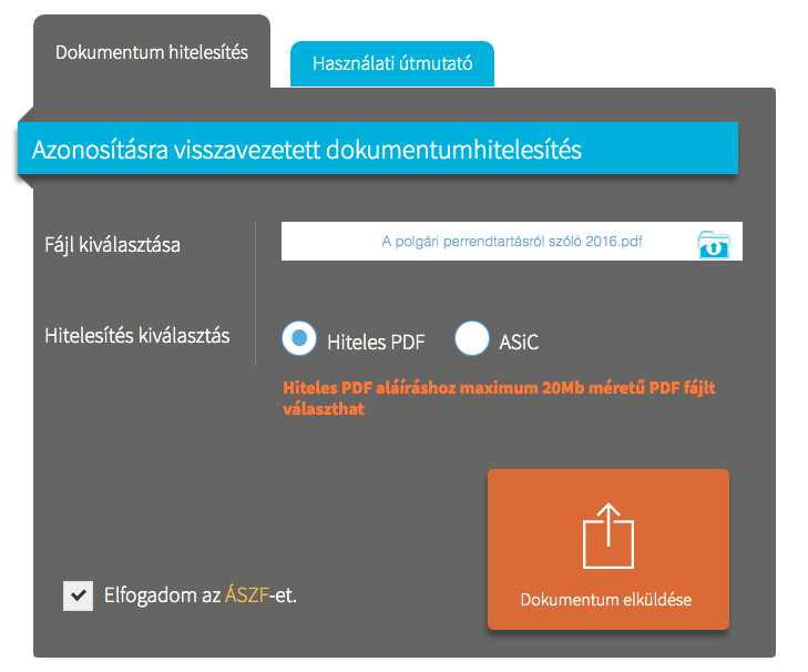 pdf file hitelesítése e-aláírás ügyfélkapun