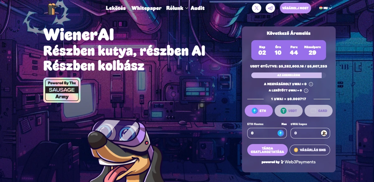 A WienerAI, az új mém érme előértékesítése átlépte az 5 millió dollárt – vajon 10-szerezhet?