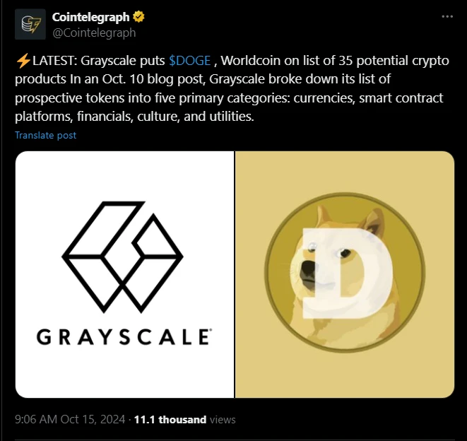 Dogecoin és Worldcoin belistázása a Greyscale szerint