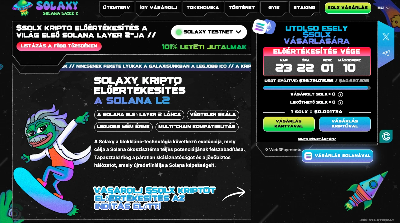 kriptovaluta előértékesítés, kriptó vásárlás, Solaxy előértékesítés